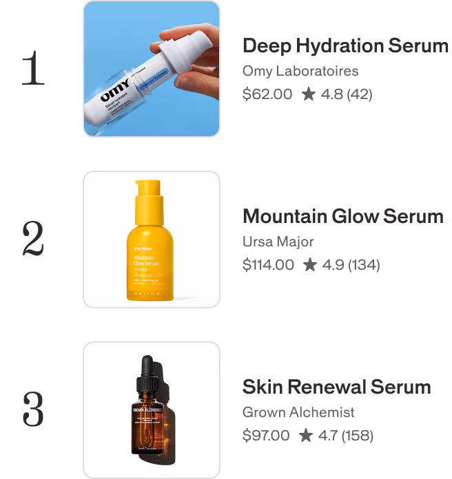 A list of skincare suggestions