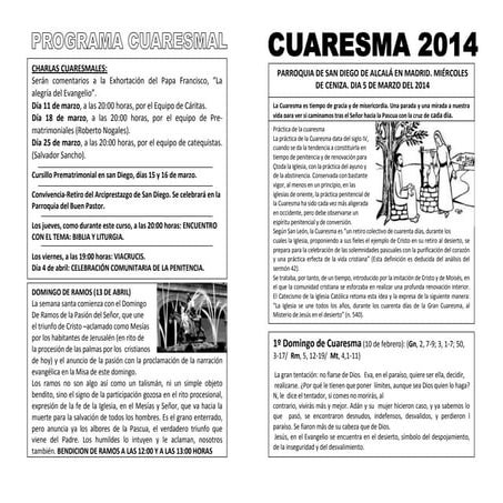 PRESENTACIÓN DE LA CUARESMA 2014