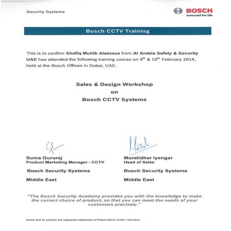 Bosch CCTV Training