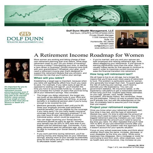 A Retirement Income Roadmap for Women