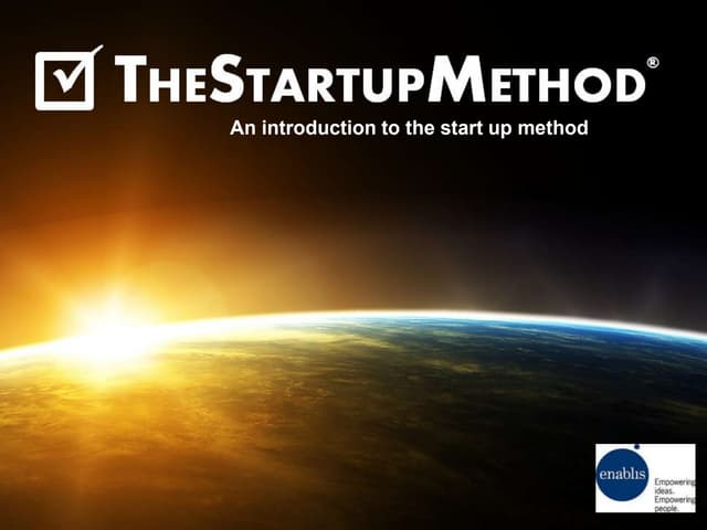 01.1 Introduction to The Startup Method