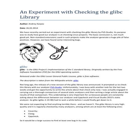 An Experiment with Checking the glibc Library