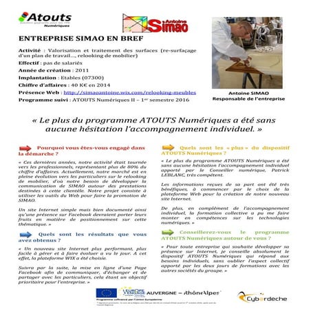 Témoignage ATOUTS Numériques II - SIMAO