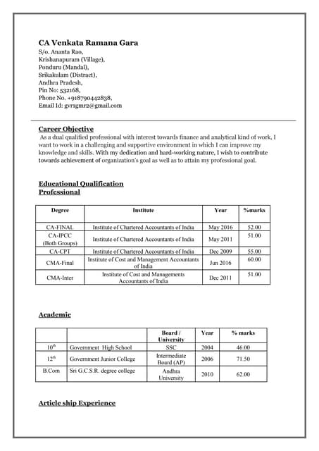 CA & CMA -VENKATARAMANA GARA