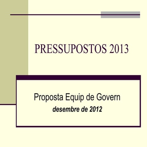 Projecte de pressupostos 2013