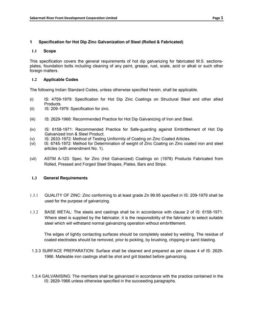 03 specification hot dip galvanising