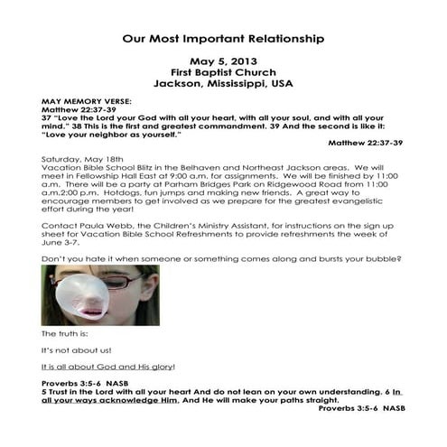 05 May 5, 2013, Our Most Important Relationship