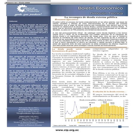 La Recompra de Deuda Externa Pública - Boletín Económico Junio 2009