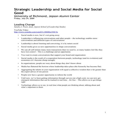 Strategic Leadership and Social Media For Social Good