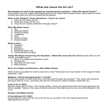 07. What Did Jesus Do for Us? Notes