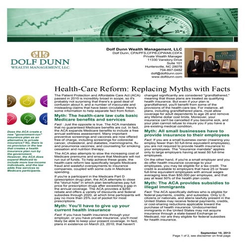 Health-Care Reform:  Replacing Myths with Facts