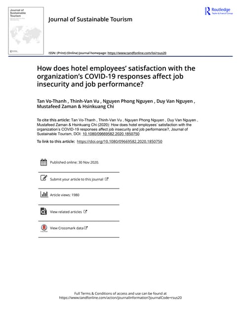 How does hotel employees’ satisfaction with the organization’s COVID-19 respo...