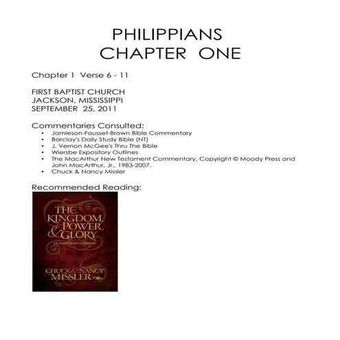 09 September 25, 2011 Philippians, Chapter One