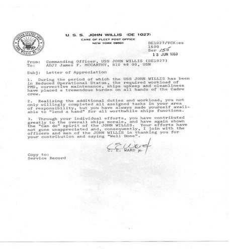 US Navy Letter