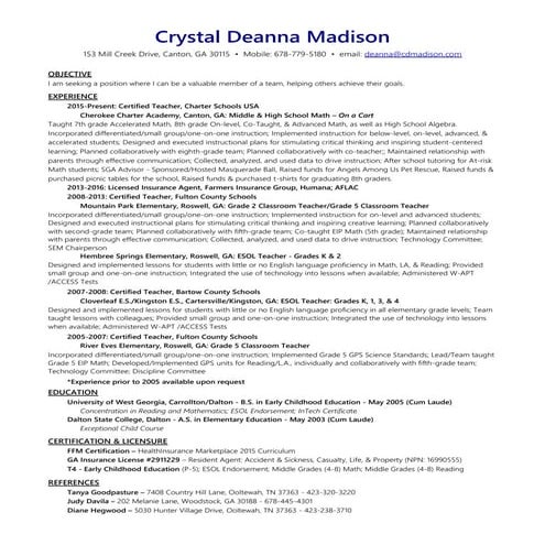 C Deanna Madison Resume 2016