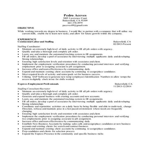 Pedro Aceves Staffing Resume 2