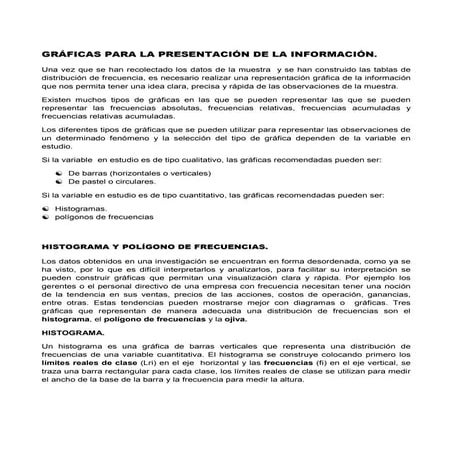1.5 gráficas para la presentación de histograma y poligono de frecuencia