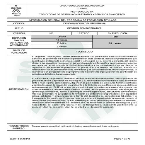 Diseño curricular gestión administrativa.