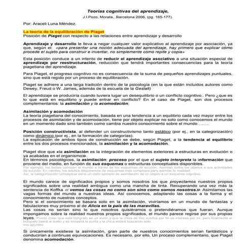 Teoría de la Equilibración de Piaget