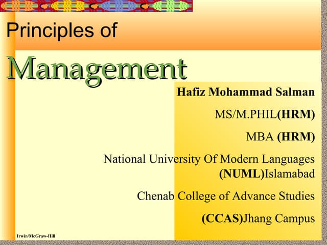 Principles of Management Chapter 1
