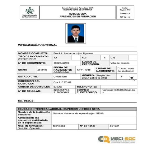 1 hoja de vida aprendiz fran