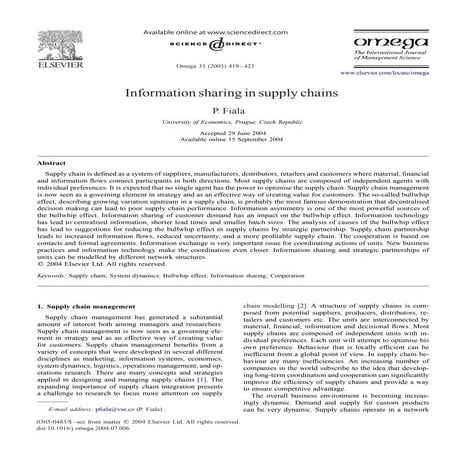 Information sharing in supply chains