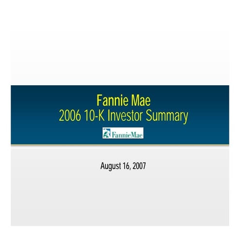 fannie mae Investor Summary2006