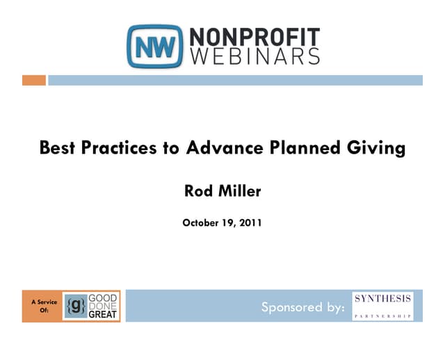 Best Practices to Advance Planned Giving