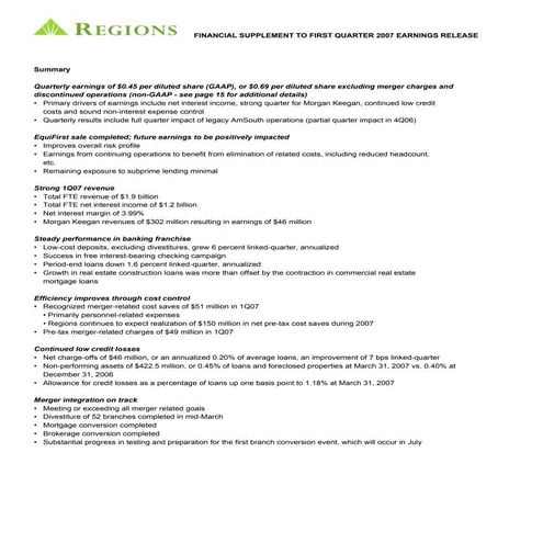 regions SUPP 1Q 07FINAL