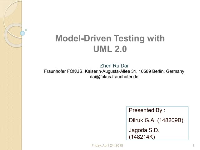 Model-Driven Testing with UML 2.0