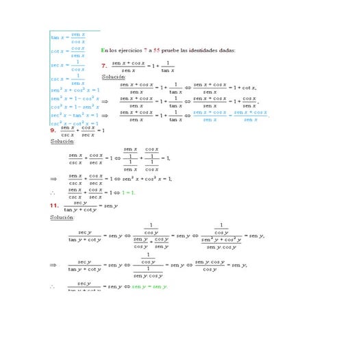129 ejercicios resueltos sobre identidades trigonometrica