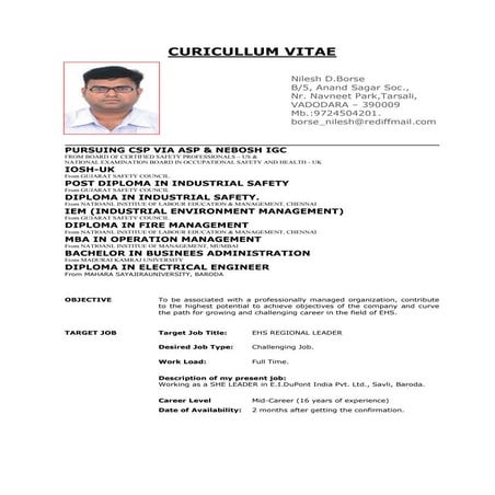 CV Nilesh-EHS Leader