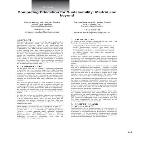 Sustainability working group updates