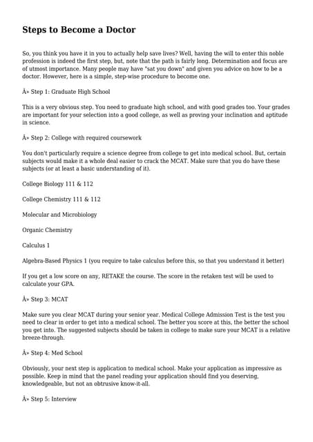 Steps to Become a Doctor