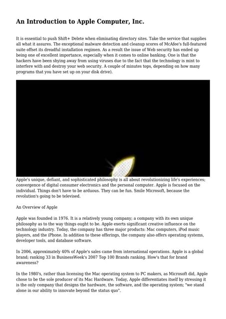 An Introduction to Apple Computer, Inc.
