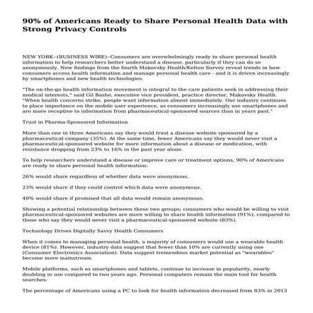90% of Americans Ready to Share Personal Health Data with Strong Privacy Cont...