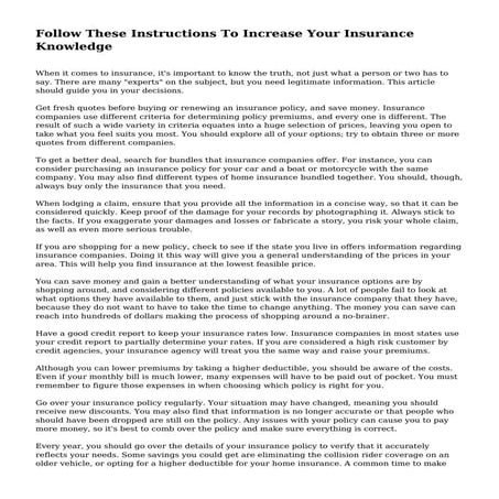 Follow These Instructions To Increase Your Insurance Knowledge