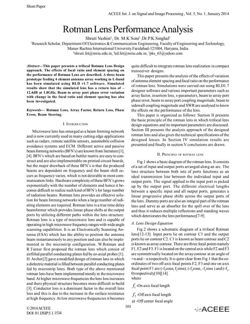 Rotman Lens Performance Analysis