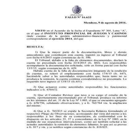 Fallo Tribunal de Cuentas 2014