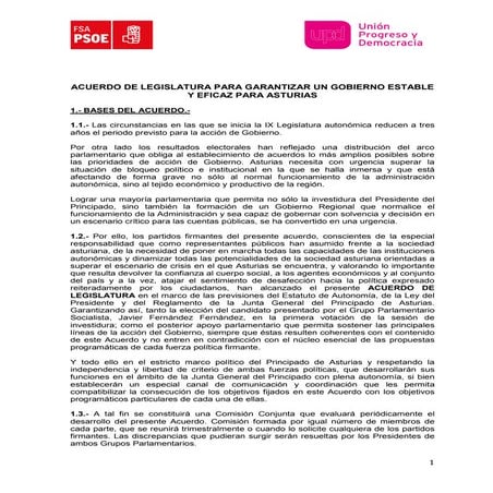 Acuerdo de legislatura entre FSA-PSOE y UPyD