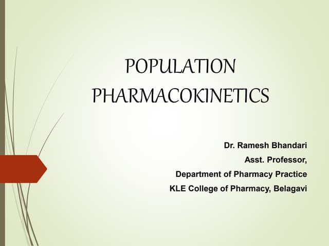 Population pharamacokinetics