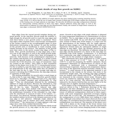 1997 atomic details of step flow growth on si(001)