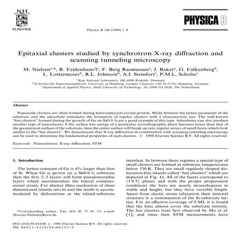 1998 epitaxial clusters studied by synchrotron x ray diffraction and scanning...