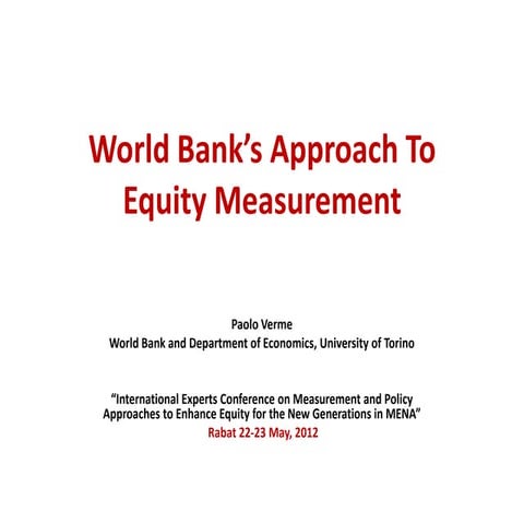 World Bank’s Approach To Equity Measurement