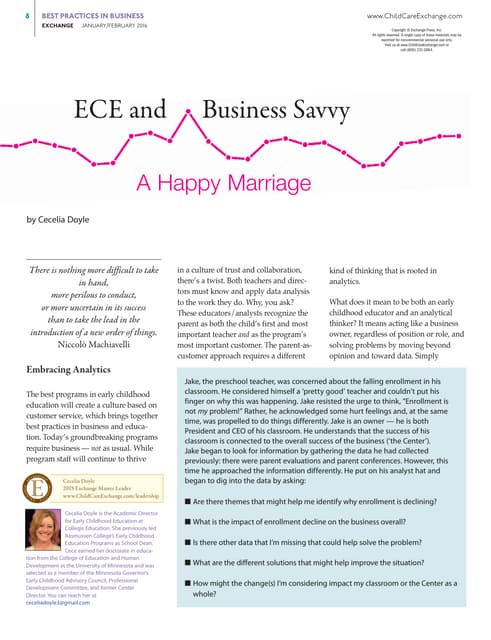 ECE and Business Savvy A Happy Marriage