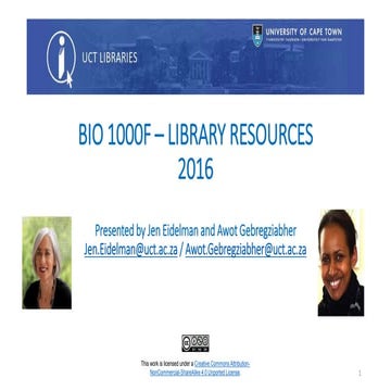 BIO1000F introduction to library resources 2016