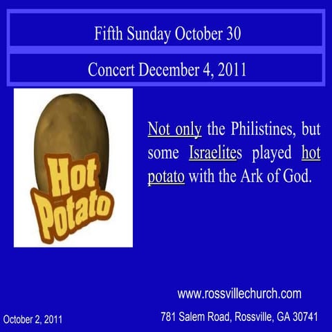 1 samuel 6b Hot Potato with the Ark