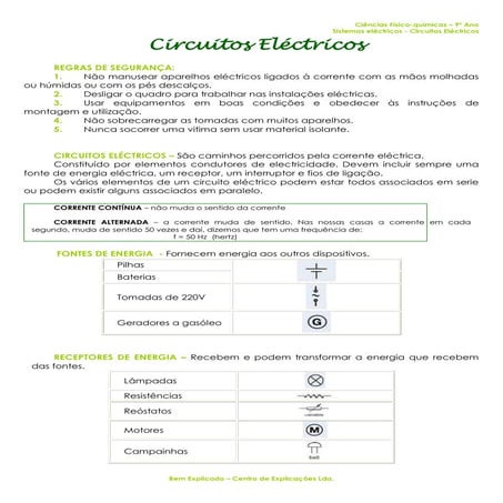 2.1  sistemas eléctricos -  circuitos eléctricos - informação