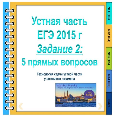 Технология сдачи устной части ЕГЭ по английскому языку. Задание №2 (С4): 5 пр...