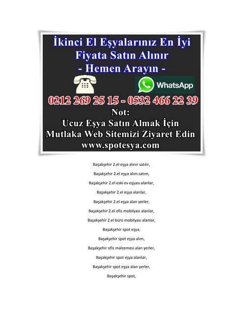 Başakşehir 2.el spot eşya alanlar alan yerler